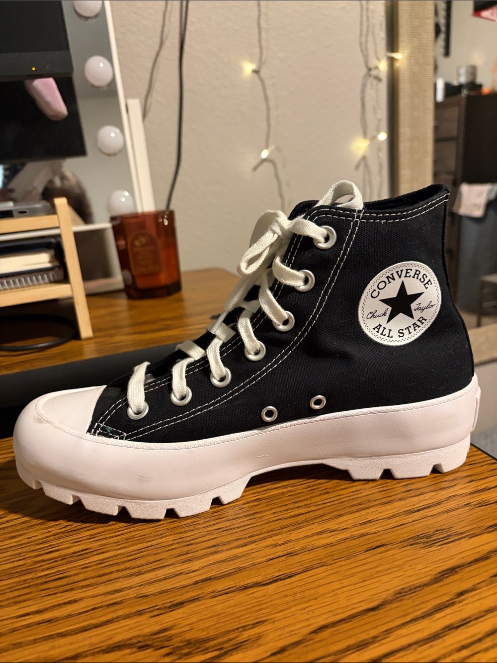 Converse Black and White Lug Sole High Top Sneakers